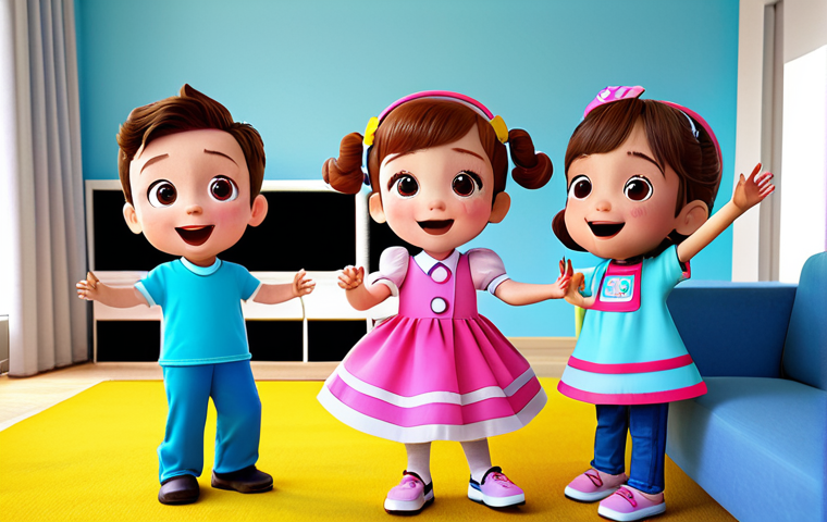 **

"A group of young children, fully clothed in colorful and modest clothing, are singing and dancing along to Robocar Poli music in a brightly lit living room, safe for work, appropriate content, family-friendly scene, perfect anatomy, natural proportions, well-formed hands, proper finger count, professional illustration style."

**