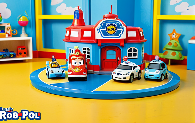 로보카폴리 신규 상품 출시 - Vroom Town Playset**

"A vibrant and playful scene featuring the Robocar Poli Vroom Town playset, fu...