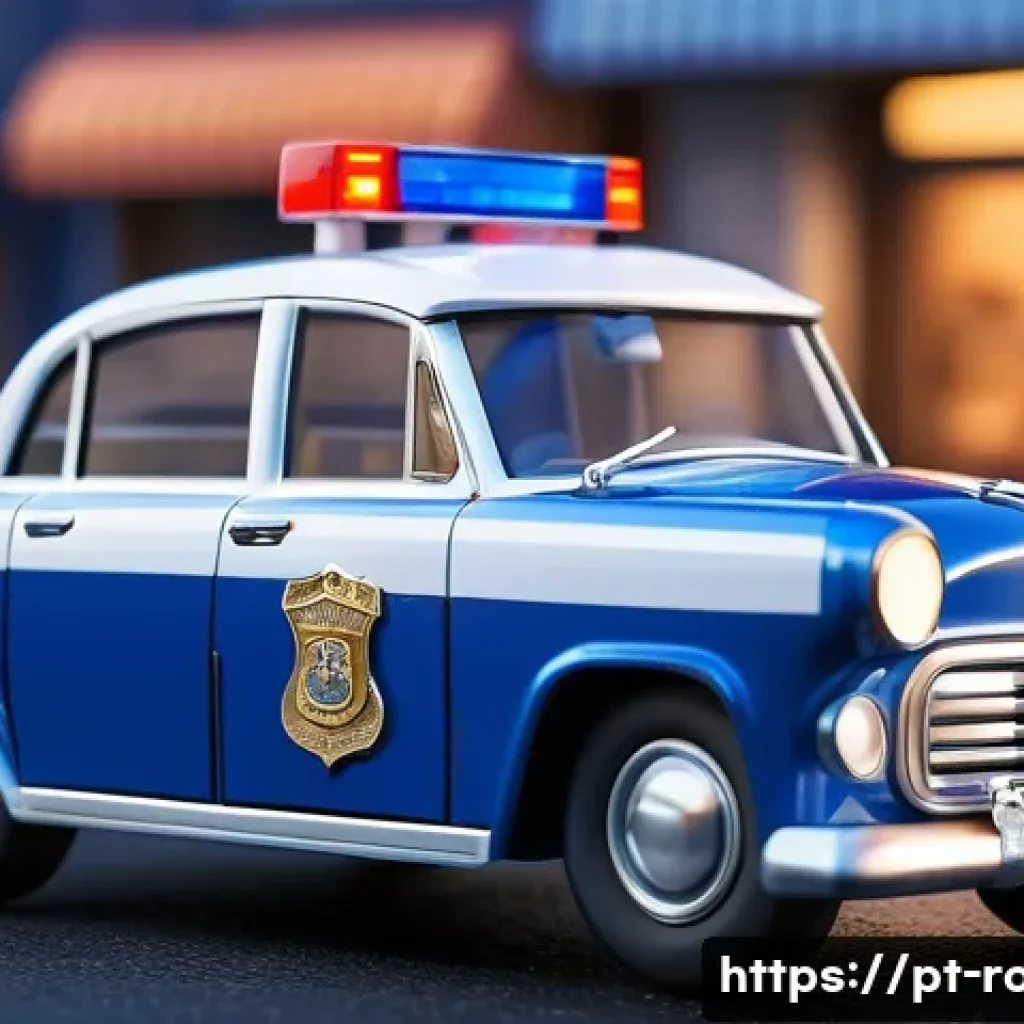 로보카폴리 팬아트 제작 과정 - A dynamic, vibrant illustration of Poli, the blue and white police car from Robocar Poli, in a heroi...