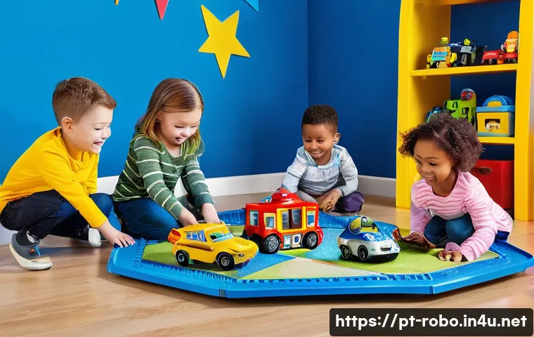 로보카폴리 공식 굿즈 - **Prompt 1: Imaginative Play with Robocar Poli Rescue Team**
    A wide-angle, vibrant, and heartwar...