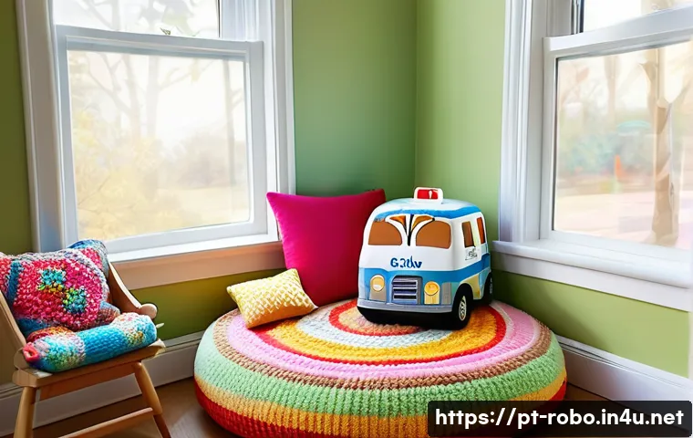 로보카폴리와 어린이 독서 프로그램 - **Prompt:** A cozy and inviting children's reading nook in a brightly lit room. The space features s...